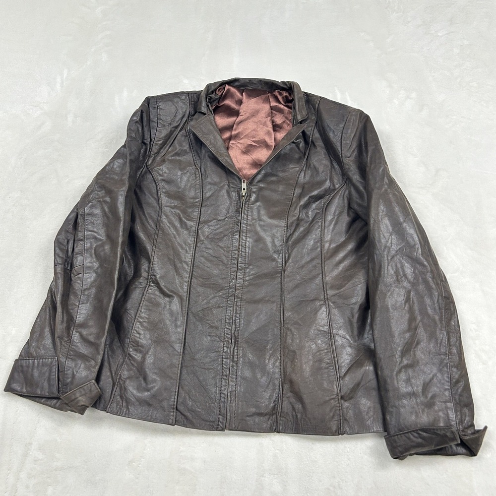 Uru Recoleta Leather Jacket Womens 44 Brown Zip Up Argentine Bovine Leather